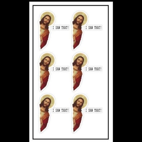 JESUS I SAW THAT PEEKING AROUND THE CORNER LAMINATED STICKERS #494 - Picture 1 of 1
